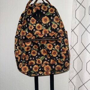 No Boundaries Sunflower Pattern Backpack - Black and Yellow